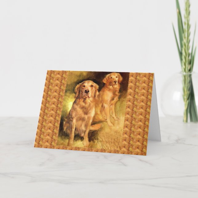 Golden Retriever  Vintage Christmas Card (Front)