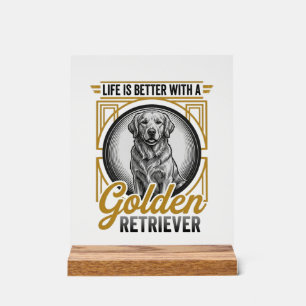 Golden Retriever Vintage Engraving Dog Lover Shirt Acrylic Sign
