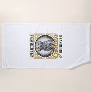 Golden Retriever Vintage Engraving Dog Lover Shirt Beach Towel