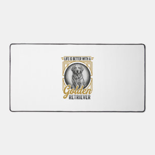 Golden Retriever Vintage Engraving Dog Lover Shirt Desk Mat