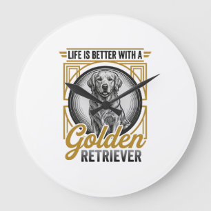 Golden Retriever Vintage Engraving Dog Lover Shirt Large Clock