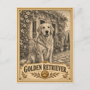 Golden Retriever, Vintage Heritage Dog Postcard