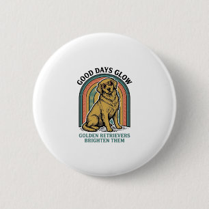 Golden Retriever Vintage Shirt Retro Engraving Dog 6 Cm Round Badge