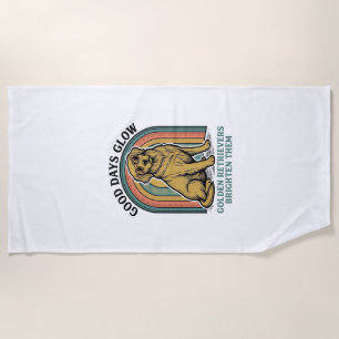 Golden Retriever Vintage Shirt Retro Engraving Dog Beach Towel