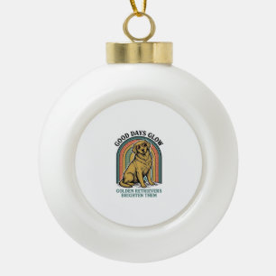 Golden Retriever Vintage Shirt Retro Engraving Dog Ceramic Ball Christmas Ornament
