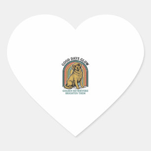 Golden Retriever Vintage Shirt Retro Engraving Dog Heart Sticker