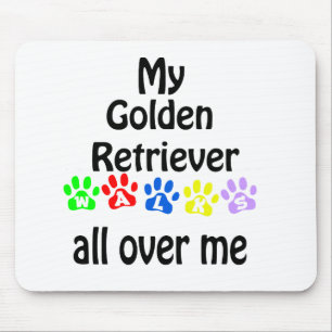Golden Retriever Walks Design Mouse Pad