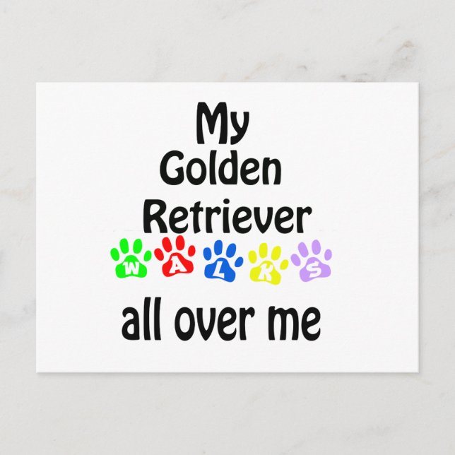 Golden Retriever Walks Design Postcard (Front)
