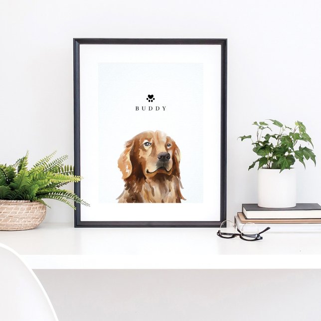 Golden Retriever Watercolor Illustration Dog Name Poster (Creator Uploaded)