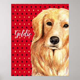 Golden Retriever Watercolor Personalised Poster