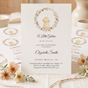 Golden Retriever WatercolorWildflower Baby Shower Invitation