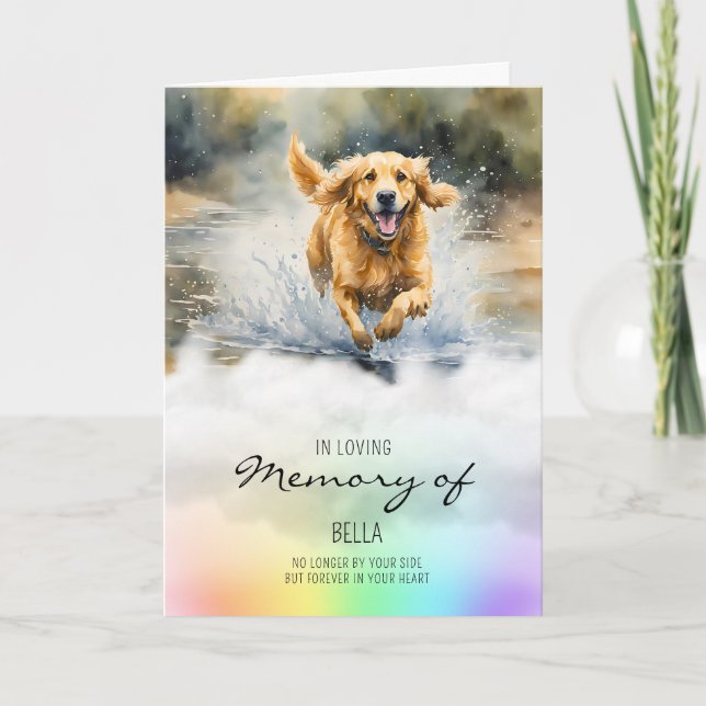 Golden retriever watercolour pet dog loss sympathy card (Front)