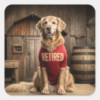 Golden Retriever Wearing a Red Retired Shirt