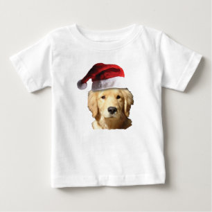 Golden Retriever wearing a Santa Claus Hat Baby T-Shirt