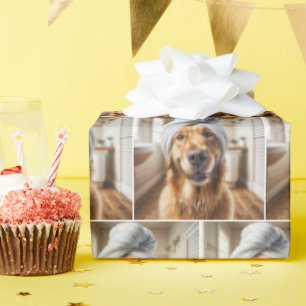 Golden Retriever Wearing a Towel Turban Wrapping Paper