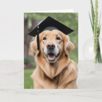 Golden Retriever Wearing Graduation Cap