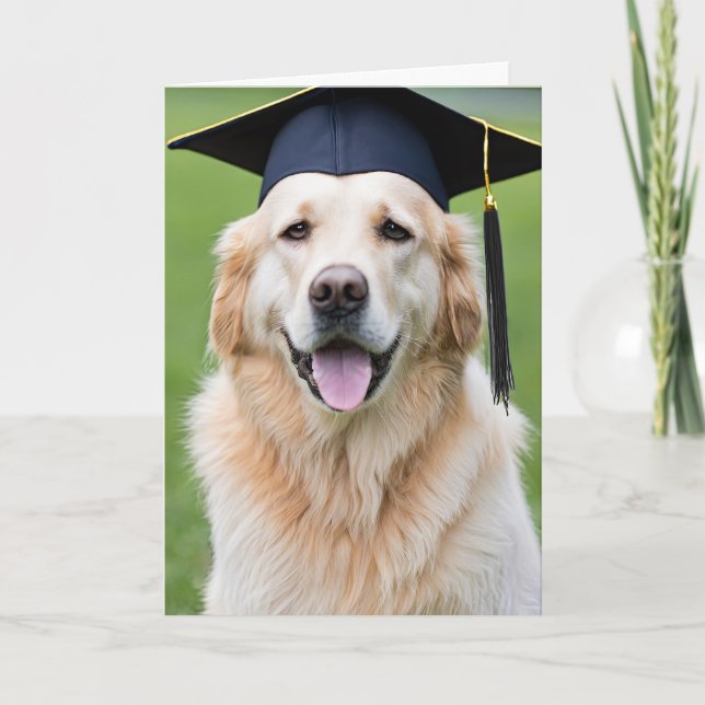 Golden Retriever Wearing Graduation Cap Card (Front)