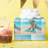 Golden Retriever Wearing Snorkel and Flippers