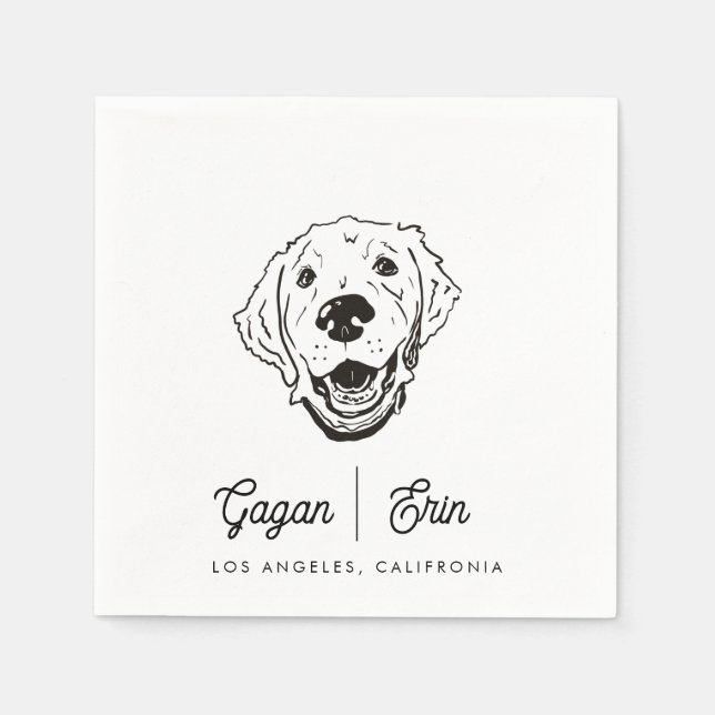 Golden Retriever Wedding Cocktail napkin (Front)