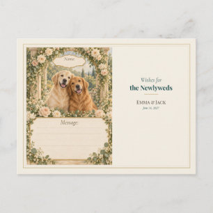Golden Retriever Wedding Guest Book Wishes Postcard