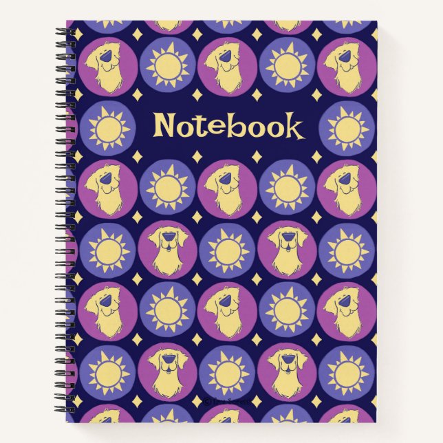 Golden Retriever Whimsical Sun Custom Notebook (Front)