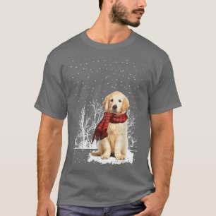Golden Retriever Winter Scarf Dogs Tree Forest Sn T-Shirt