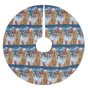 Golden Retriever Winter Wonderland Christmas Joy Brushed Polyester Tree Skirt