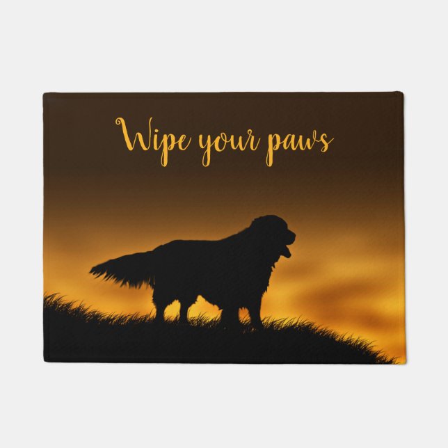Golden retriever wipe your paws doormat (Front)