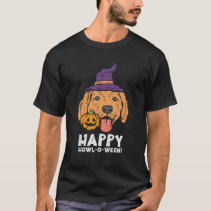 Golden Retriever Witch Happy Howl O Ween Funny Hal T-Shirt