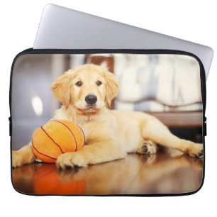 Golden Retriever With Basketball Toy Laptop Sleeve