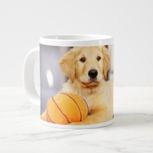 Golden Retriever With Basketball Toy Large Coffee Mug