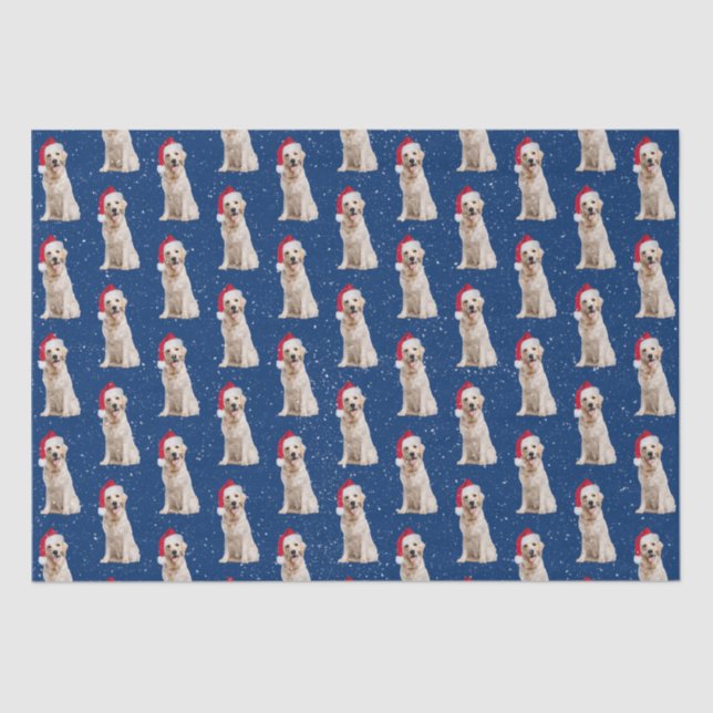 Golden Retriever with Christmas Cap Tissue Paper (Front)