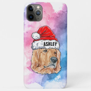 Golden retriever with Christmas Hat Holiday Dog Case-Mate iPhone Case