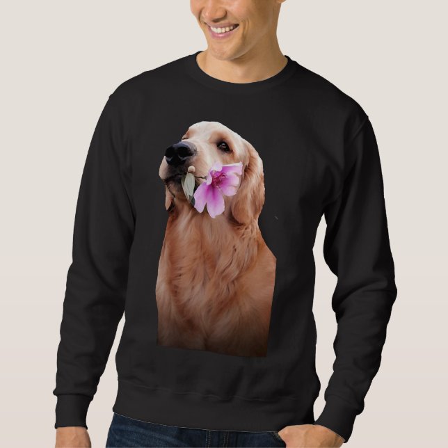 Golden Retriever With Flower Sweatshirt (Front)
