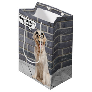 Golden Retriever with Funny Mask Birthday Medium Gift Bag
