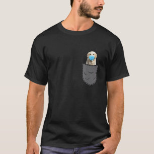 Golden Retriever With Mask In Chest Pocket For Dog T-Shirt