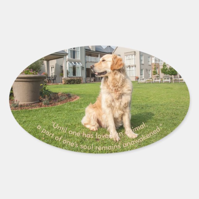 Golden Retriever with Quote Oval Sticker (Front)