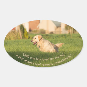 Golden Retriever with Quote Oval Sticker