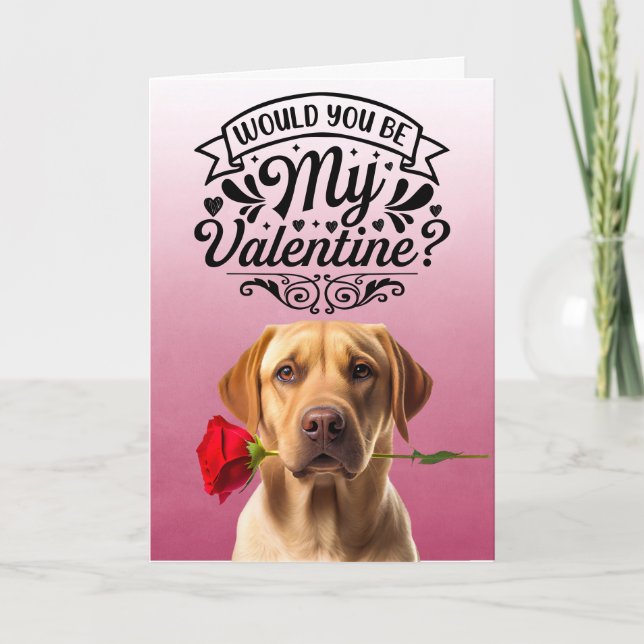 Golden Retriever with rose Custom Valentine's Day  Holiday Card (Front)