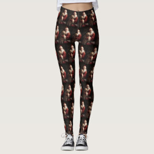 Golden Retriever With Santa Clause Christmas Leggings