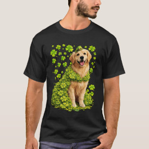 Golden Retriever with Shamrocks Clovers St Patrick T-Shirt
