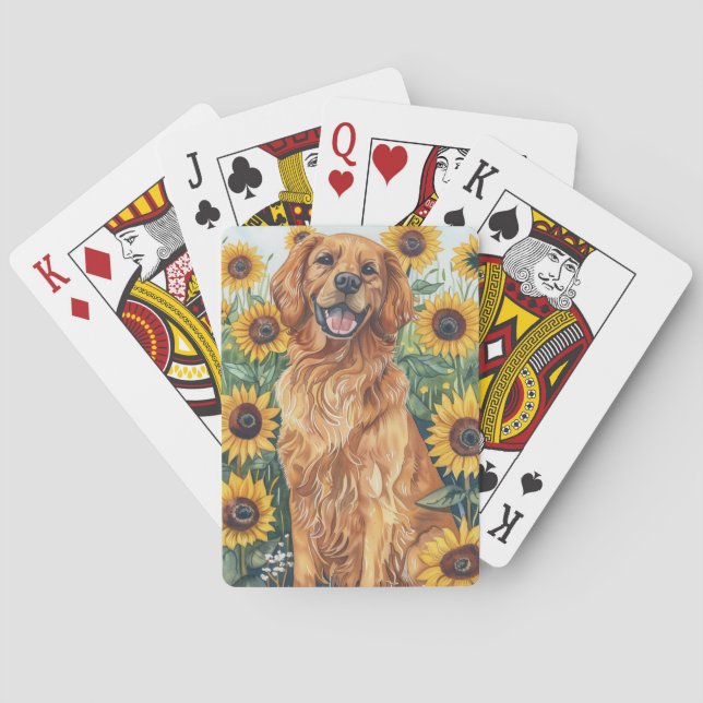Golden Retriever with Sunflowers Playing Cards (Back)