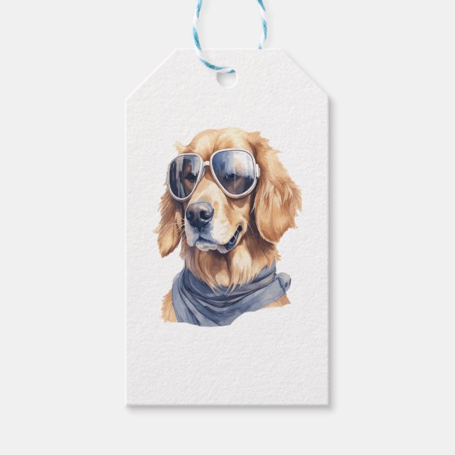 Golden Retriever with Sunglasses  Gift Tags (Front)