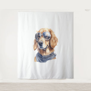 Golden Retriever with Sunglasses Tapestry