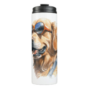 Golden Retriever with Sunglasses Thermal Tumbler