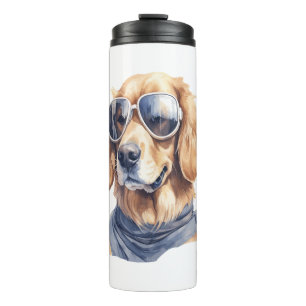 Golden Retriever with Sunglasses  Thermal Tumbler