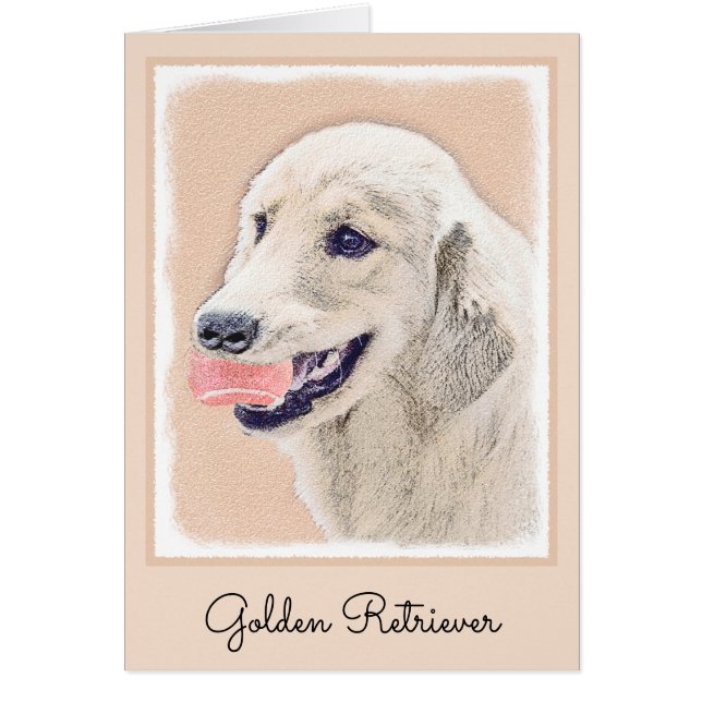 Golden Retriever with Tennis Ball Painting Dog Art (Front)