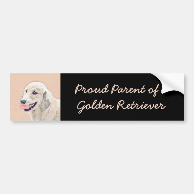 Golden Retriever with Tennis Ball Painting Dog Art Bumper Sticker (Front)
