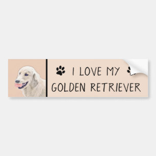 Golden Retriever with Tennis Ball Painting Dog Art Bumper Sticker