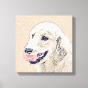 Golden Retriever with Tennis Ball Painting Dog Art Canvas Print